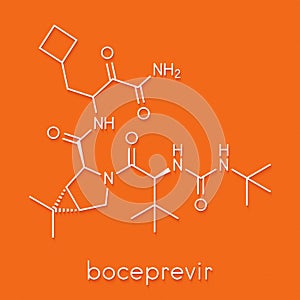 Boceprevir hepatitis C virus HCV drug molecule. Skeletal formula.