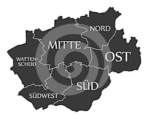 Bochum city map Germany DE labelled black illustration