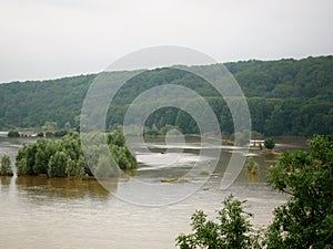 Bochum in Germany, during the July flood in 2021, the river Ruhr a tributary of the Rhine overflowed its banks