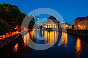 Bode Museum in Berlin at dusk