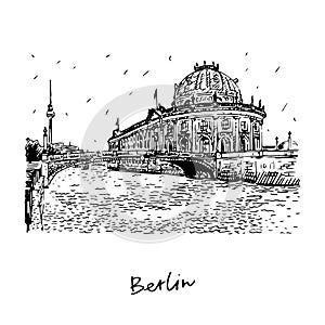 Bode museum. Berlin, Germany. Graphic illustration