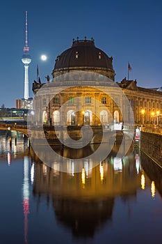 Bode Museum with Berliner Fernsehturm TV tower in the background in Berlin