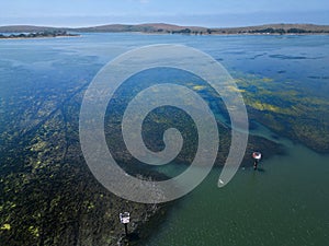 Bodega Bay water details from above