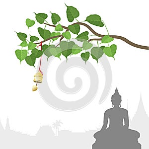 Bodhi tree with Golden bell of thai tradition, Visakha Puja Day