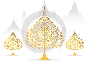 Bodhi tree and leaf gold color of thai tradition