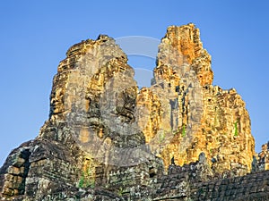 Bodhisattva Avalokiteshvara face on Bayon temple in Angkor, Cambodia