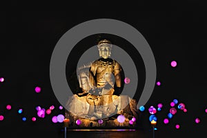 Bodhisattva buddha statue with lighting decoration