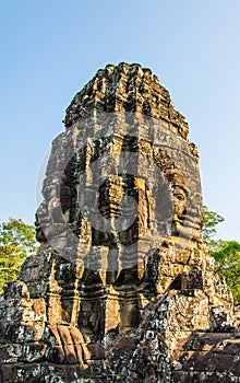 Bodhisattva face tower at Bayon castle.