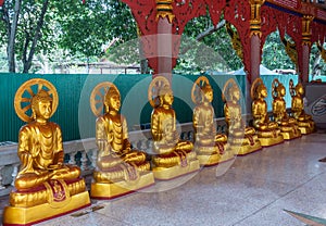 Bodhisattvas in Main Prayer Hall of Wang Saen Suk monastery, Bang Saen, Thailand