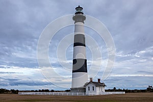 Bodie Island Lighthouse against Stormy Clouds in the Sky