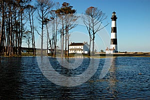 Bodie Island Lighthouse After Flooding - Surrounded by Water