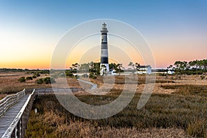 Bodie Island Lighthouse is located at the northern end of Cape Hatteras National Seashore, North Carolina , USA.
