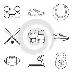 Bodily icons set, outline style