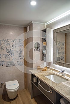 The interior of the bathroom in the hotel `Samara`, located in Bodrum. Turkey.