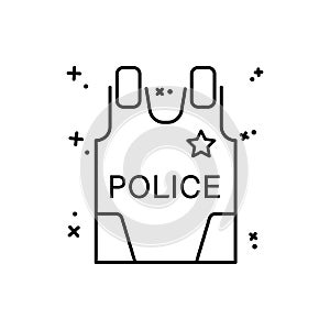 Body armor police icon. Simple line, outline  of law and justice icons for ui and ux, website or mobile application