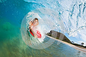 Body Boarder Surfing Blue Ocean Wave