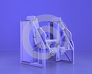 Body build gym equipments,  in monochrome blue color background,3d Rendering