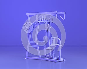 Body build gym equipments,  in monochrome blue color background,3d Rendering