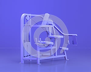 Body build gym equipments,  in monochrome blue color background,3d Rendering