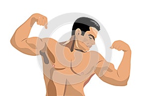 Body Builder Flexing His Muscles