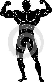 Body Builder Front Flexing Muscles