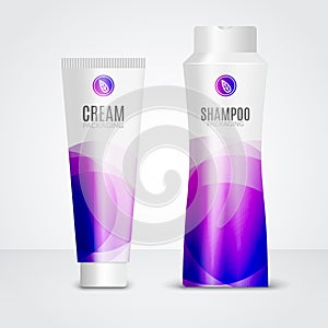 Body care cosmetics designs tubes template. Packaging templates of cream, gel and shampoo