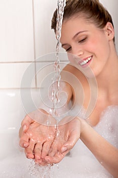 Body care - Young woman enjoy bath