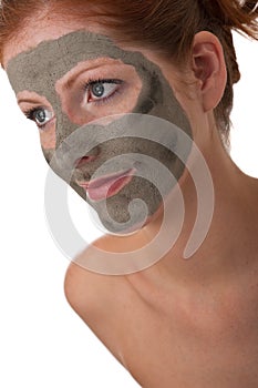 Body care - Young woman with mud mask