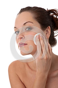 Body care - Young woman remove make-up