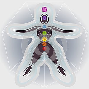 7 Body Chakras with Mandalas, Heptagon and Auric Fields photo