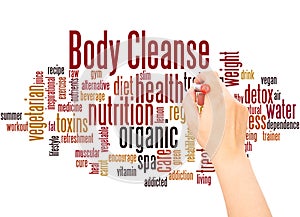 Body Cleanse word cloud hand writing concept