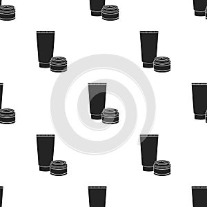 Body creams icon in black style isolated on white background. Make up pattern stock vector illustration.