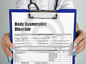 Body Dysmorphic Disorder inscription on the sheet