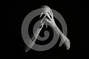 body expression body movements man in black and white photo fine art silhouette