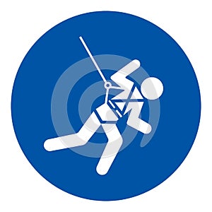 Body Harness And Lifeline Required Symbol Sign, Vector Illustration, Isolate On White Background Label. EPS10
