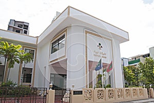 Official front facade building of People`s Majlis, the unicameral legislative body of Republic of Maldives at Male, Maldives