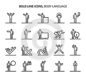 Body language, bold line icons