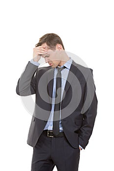 Body language. man in business suit isolated on