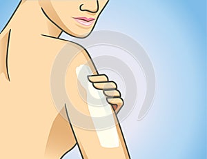 Body lotion on arm