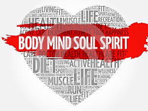 Body Mind Soul Spirit heart word cloud
