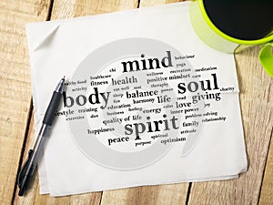 Body Mind Soul Spirit, Motivational Words Quotes Concept