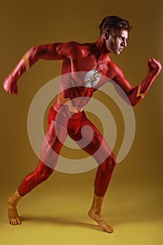 Body Painted Man as Fantasy Generic Superhero