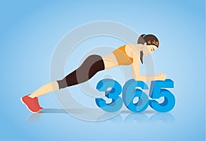 Body plank workout on number 365.