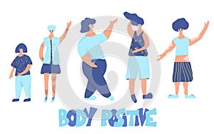 Body positive concept. Vector color flat design