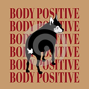 Body positive. Vector hand drawn illustration of toy terrier 
