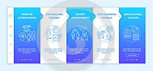 Body positivity tips onboarding vector template