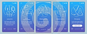 Body reconstructive surgery onboarding mobile app page screen vector template