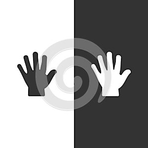 Body senses tact. Hand icon on black and white background photo