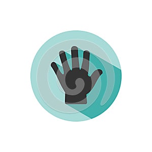 Body senses tact. Hand icon with shade on green circle photo