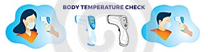 Body Temperature check with Non-contact Infrared thermometer scan for covid-19 photo